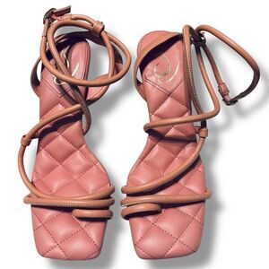 Sam Edelman Maven Sandals 9 Leather Square Toe Minimal Bridal Event Heels